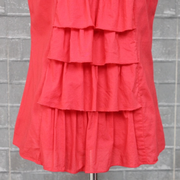Anthropologie Fei Ruffle Cascade Red Sleeveless Top 10 - Picture 3 of 6